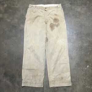 Vintage 50s Tan Sanforized Sail Cloth Cotton Chinos 34x29